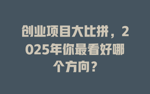 创业项目大比拼，2025年你最看好哪个方向？-知创网