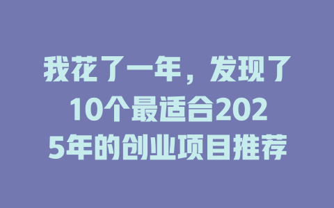 我花了一年，发现了10个最适合2025年的创业项目推荐-知创网