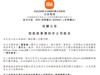 小米集团Q3业绩向好 雷军亿元增持与8亿回购共显发展信心-知创网